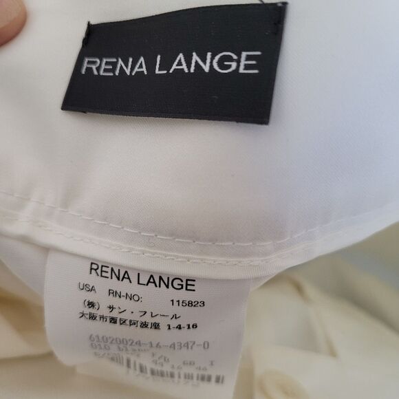 Rena Lange Designer Cream Front Pleat Dress Pants Cotton High Waist Size 12 - Picture 8 of 9